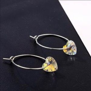 Zirconia Clear Heart Hoop Earrings